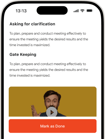 AI coaching mobile screen showing content generation journey